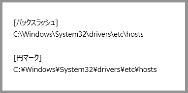 円マークとバックスラッシュ