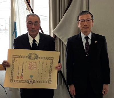 叙勲伝達式（高齢者叙勲　瑞宝単光章）