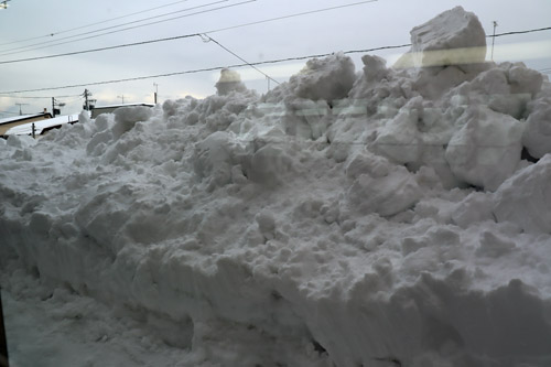 雪で覆われた校内からの眺め